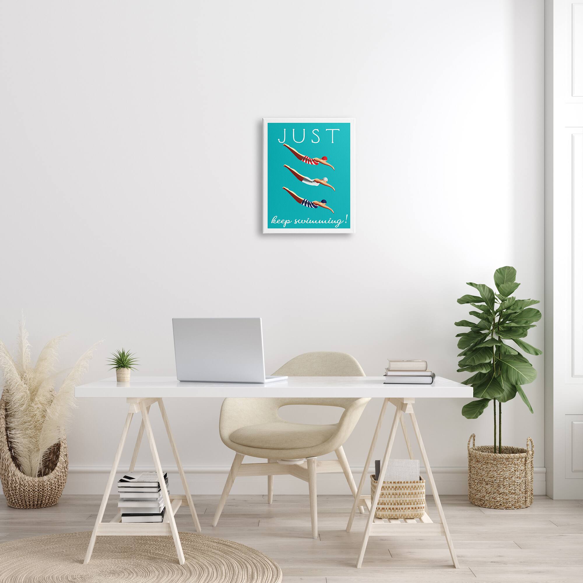 Stupell Industries Trio of Female Divers Just Keep Swimming Phrase Canvas Wall Art